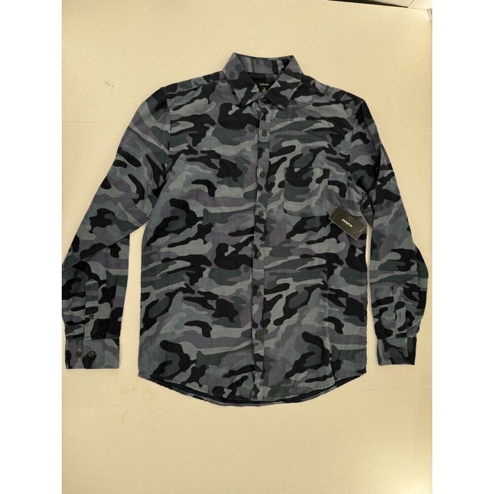 Alfani Men’s Shirt Sz S Camouflage Blue Button Front Pocket NWT​ - Picture 2 of 15